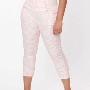 Unique Vintage Gingham Cary Pants in Pink